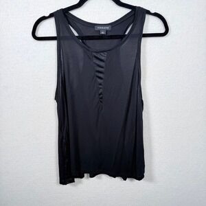 Trouve Black Racerback Tank Top with Sheer Panels Sleeveless Womens Size L
